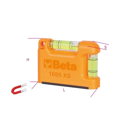 BETA Xs-Pocket Spirit Level, Magnetic Base 016950250